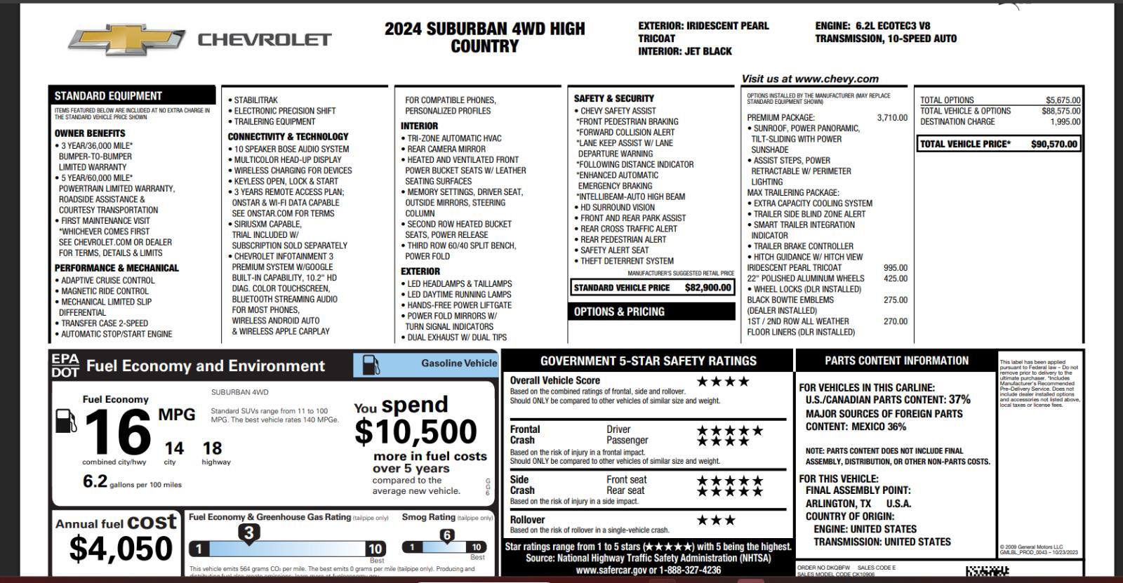 Used 2024 Chevrolet Suburban High Country w/ Premium Package AWD/4WD image 4