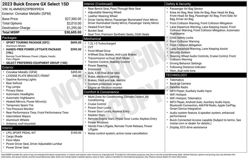 Certified 2023 Buick Encore GX Select w/ Sport Touring Package FWD image 55