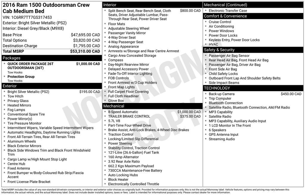 Used 2016 RAM 1500 Outdoorsman AWD/4WD image 6