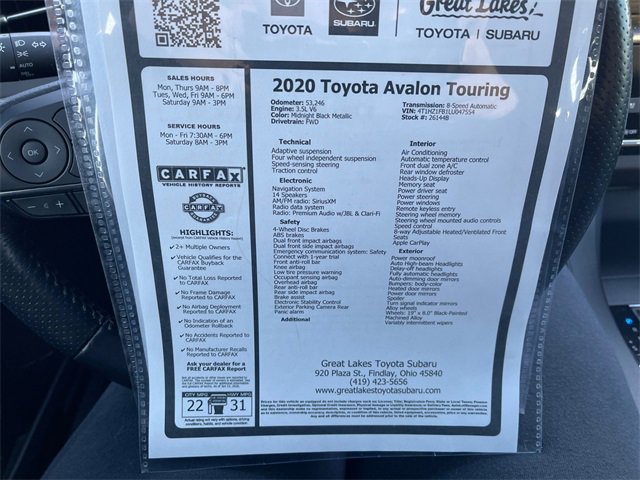 Used 2020 Toyota Avalon Touring w/ Advanced Safety Package image 27