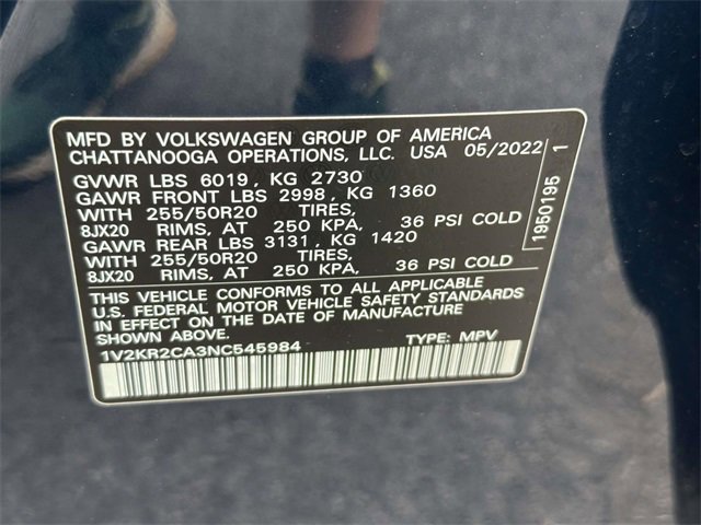 Certified 2022 Volkswagen Atlas SE w/ Panoramic Sunroof Package image 18