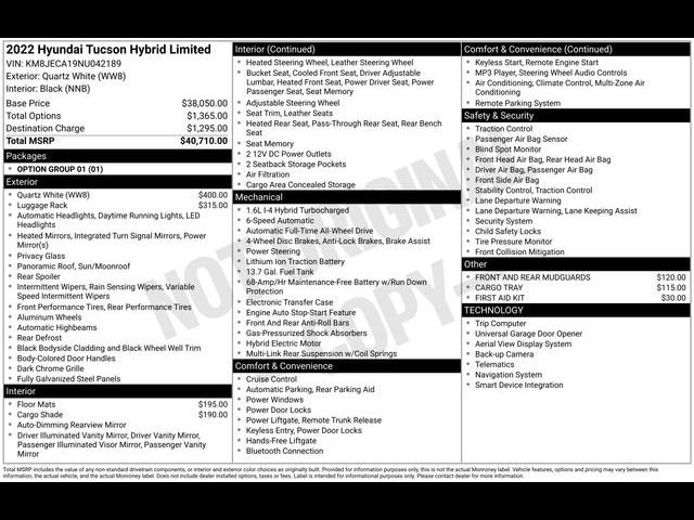 Used 2022 Hyundai Tucson Limited AWD/4WD image 38