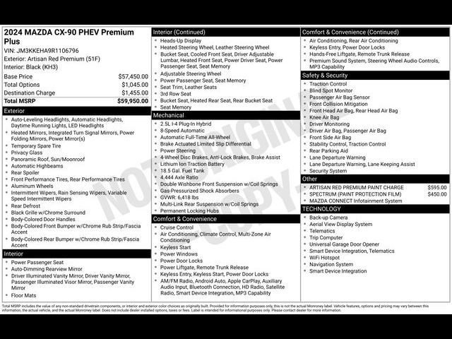 Used 2024 MAZDA CX-90 Plug-In Hybrid w/ Premium Plus image 60