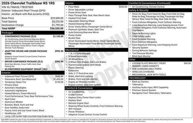 New 2026 Chevrolet TrailBlazer RS w/ Convenience Package AWD/4WD image 16
