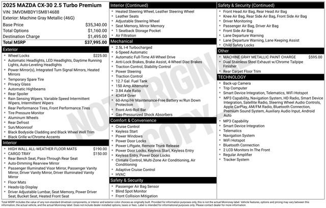 Certified 2025 MAZDA CX-30 2.5 Turbo w/ Premium Package AWD/4WD image 30