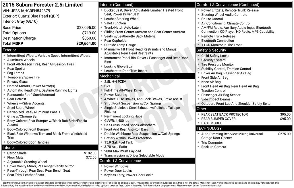 Used 2015 Subaru Forester 2.5i Limited image 10