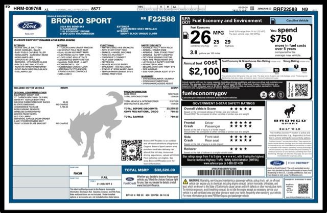 Used 2024 Ford Bronco Sport Big Bend w/ Convenience Package AWD/4WD image 30