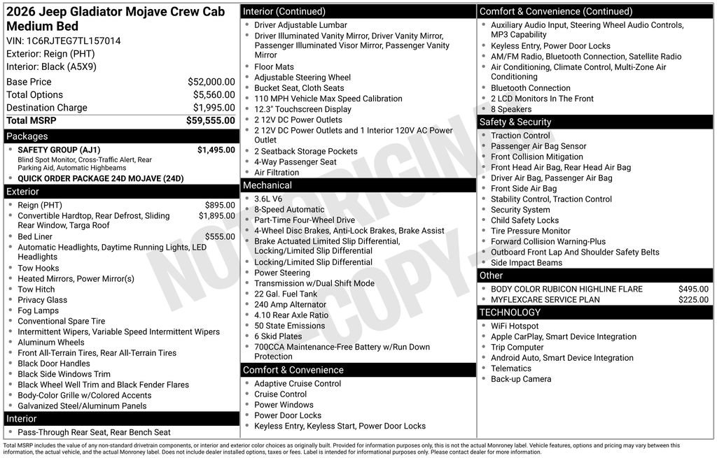 New 2026 Jeep Gladiator Mojave w/ Safety Group image 3