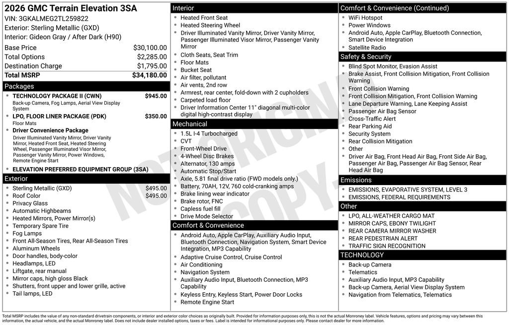 New 2026 GMC Terrain Elevation w/ Technology Package II image 43