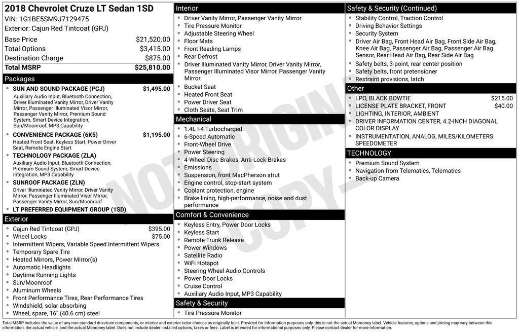 Certified 2018 Chevrolet Cruze LT w/ Sun And Sound Package FWD image 4