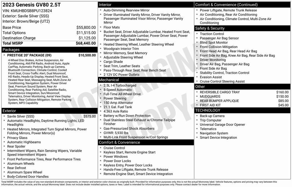 Used 2023 Genesis GV80 2.5T w/ Prestige 20" Package image 2