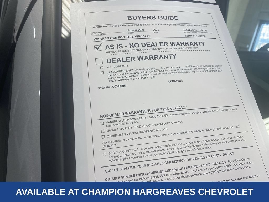 Certified 2022 Chevrolet Express 2500 w/ Enhanced Convenience Package RWD image 39