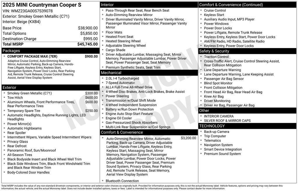 Certified 2025 MINI Cooper Countryman S w/ Comfort Package Max AWD/4WD image 9