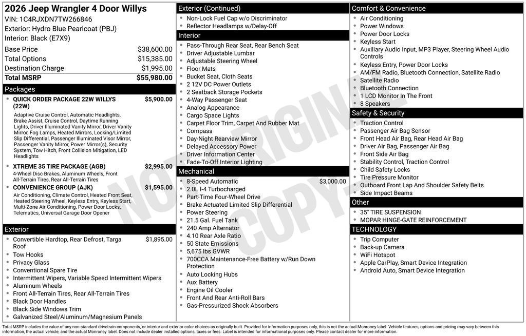 New 2026 Jeep Wrangler Unlimited Sport image 9