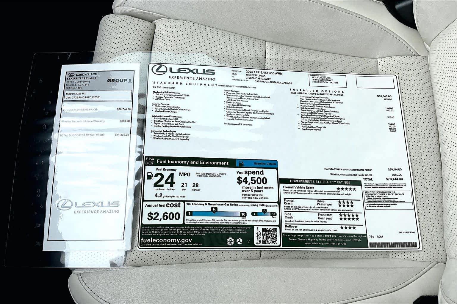 New 2026 Lexus RX 350 AWD w/ Convenience Package image 21