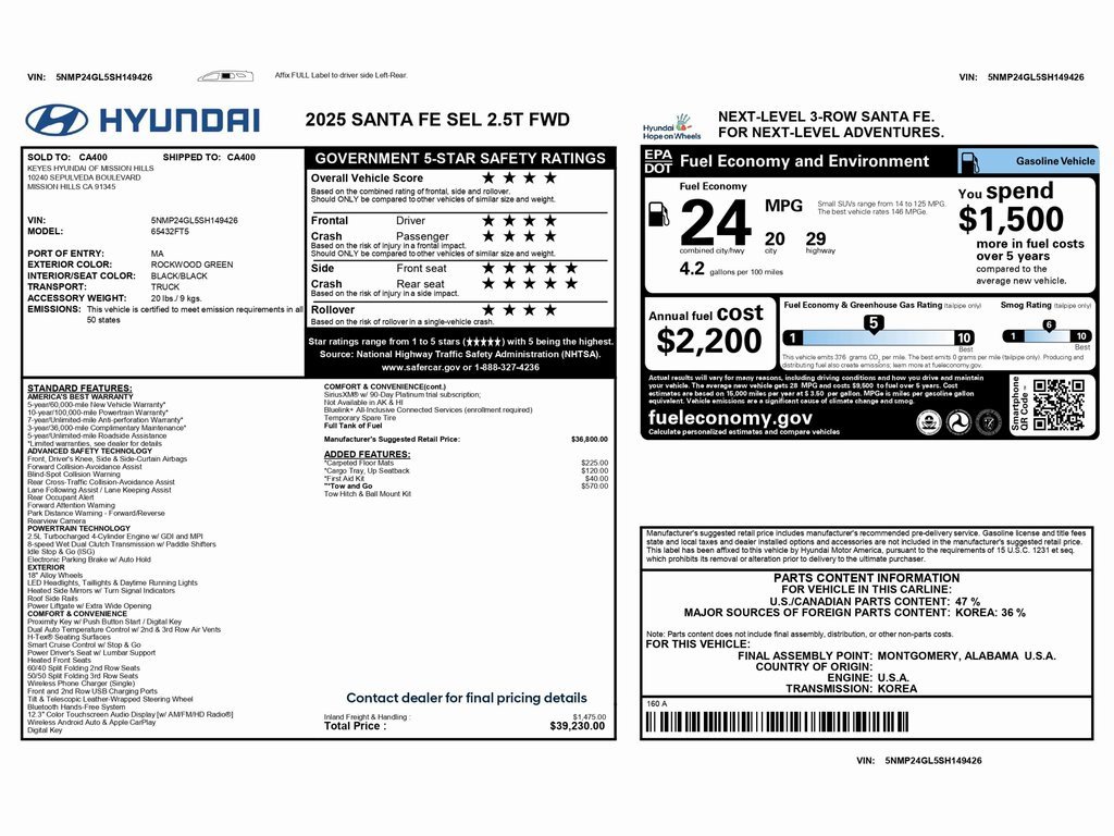 Used 2025 Hyundai Santa Fe SEL w/ Tow & Go Package image 2