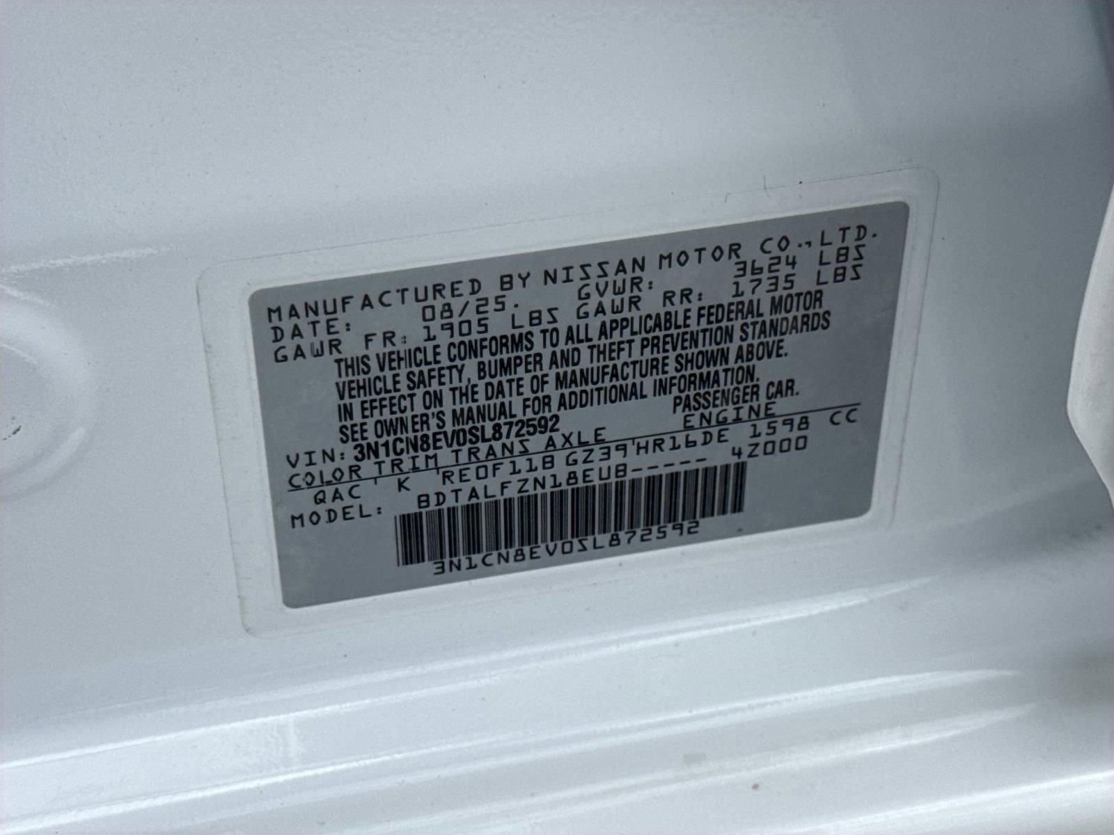 Certified 2025 Nissan Versa SV w/ Trunk Package image 29