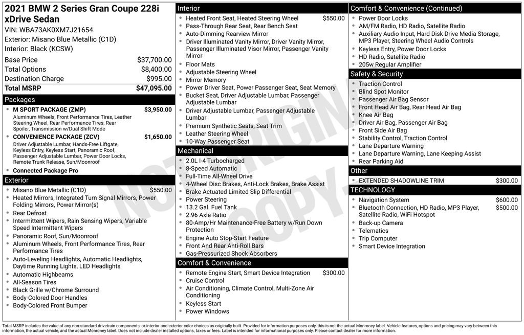 Used 2021 BMW 228i xDrive Gran Coupe w/ M Sport Package image 17