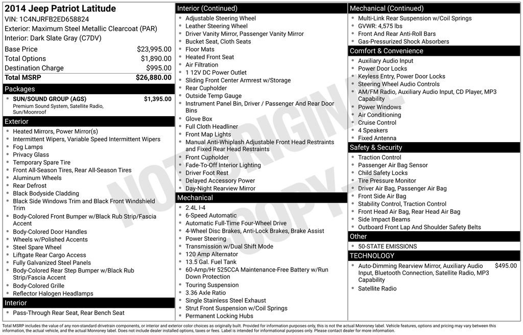 Used 2014 Jeep Patriot Latitude w/ Sun/Sound Group AWD/4WD image 11
