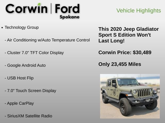 Used 2020 Jeep Gladiator Sport w/ Quick Order Package 24S AWD/4WD image 6