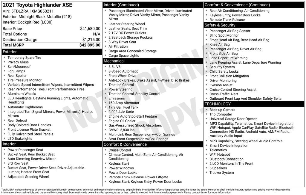 Used 2021 Toyota Highlander XSE FWD image 45