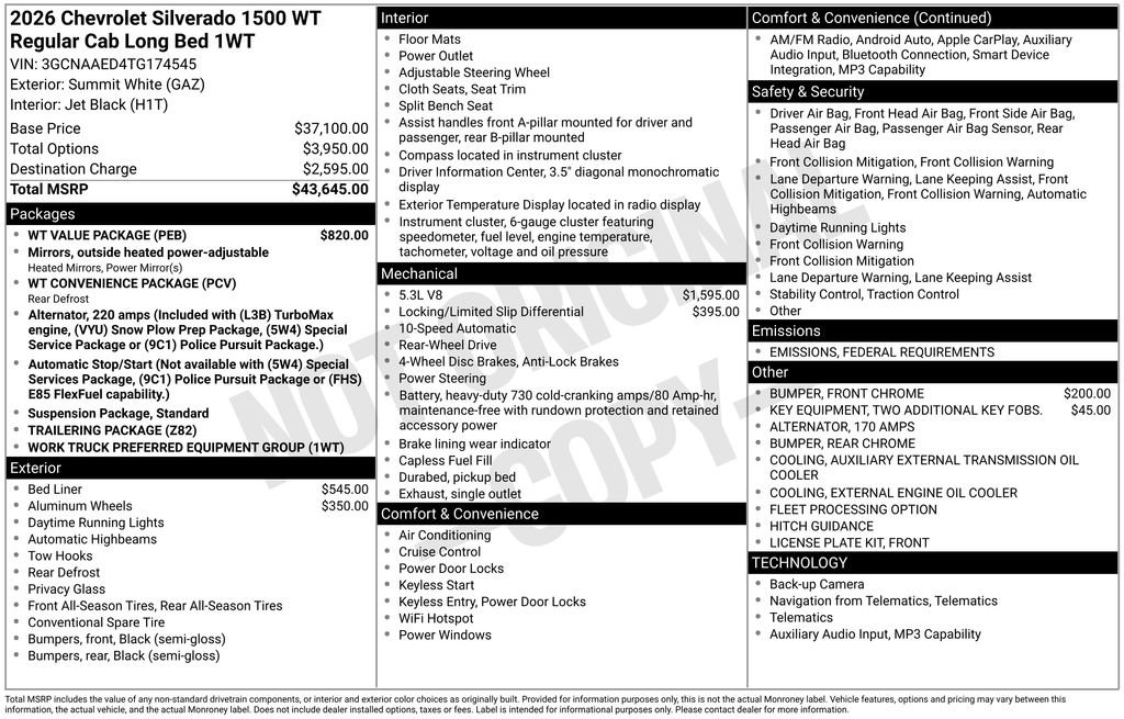 New 2026 Chevrolet Silverado 1500 W/T w/ WT Value Package image 30