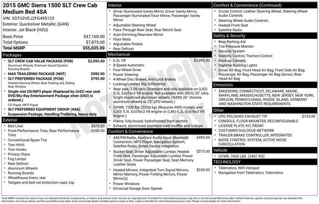 Used 2015 GMC Sierra 1500 SLT w/ SLT Crew Cab Value Package image 34