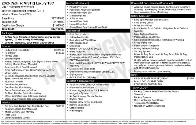 New 2026 Cadillac Vistiq Premium Luxury AWD/4WD image 30