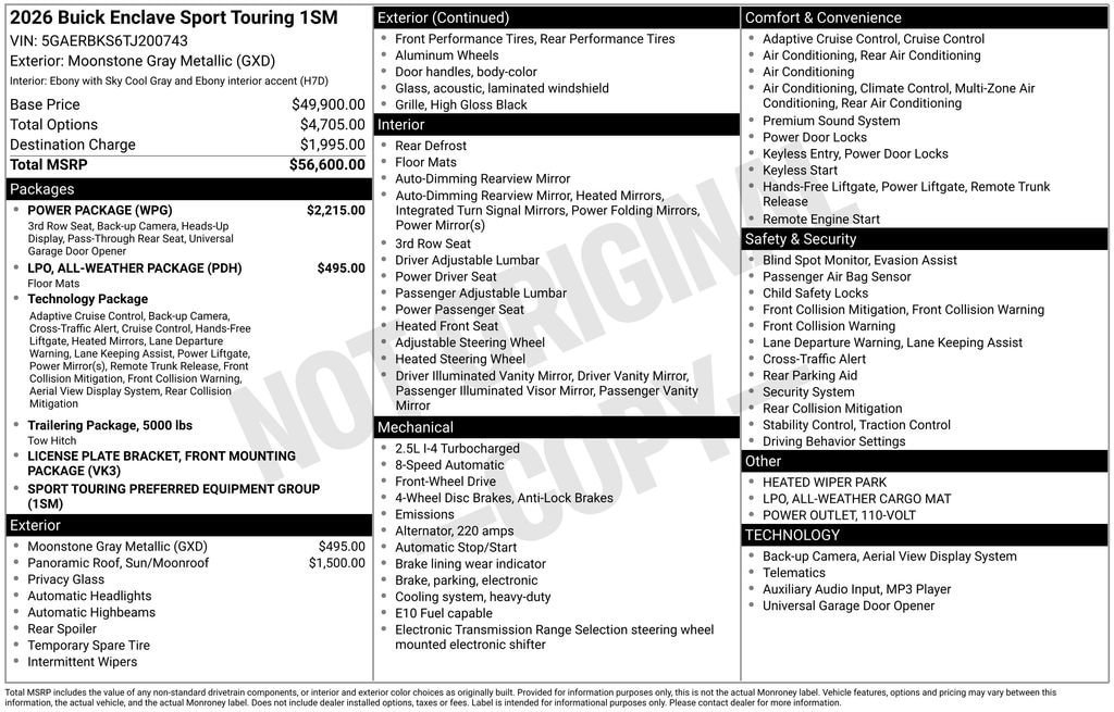 New 2026 Buick Enclave Sport Touring w/ Power Package FWD image 5