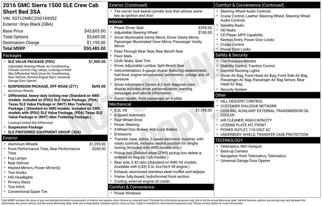 Used 2016 GMC Sierra 1500 SLE w/ SLE Value Package AWD/4WD image 2