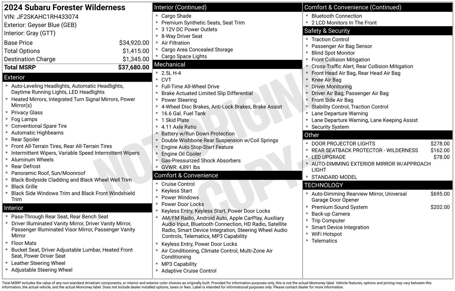 Certified 2024 Subaru Forester Wilderness AWD/4WD image 35