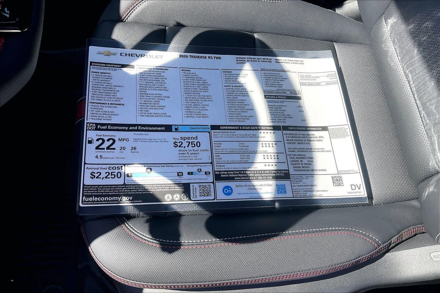 New 2026 Chevrolet Traverse RS w/ LPO, Floor Liner Package FWD image 20
