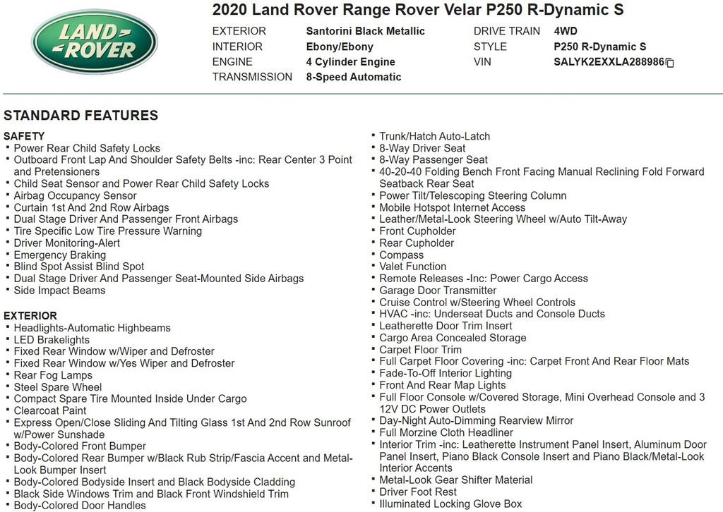 Used 2020 Land Rover Range Rover Velar R-Dynamic S image 16