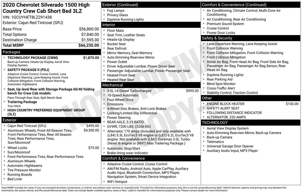 Used 2020 Chevrolet Silverado 1500 High Country w/ Technology Package image 6