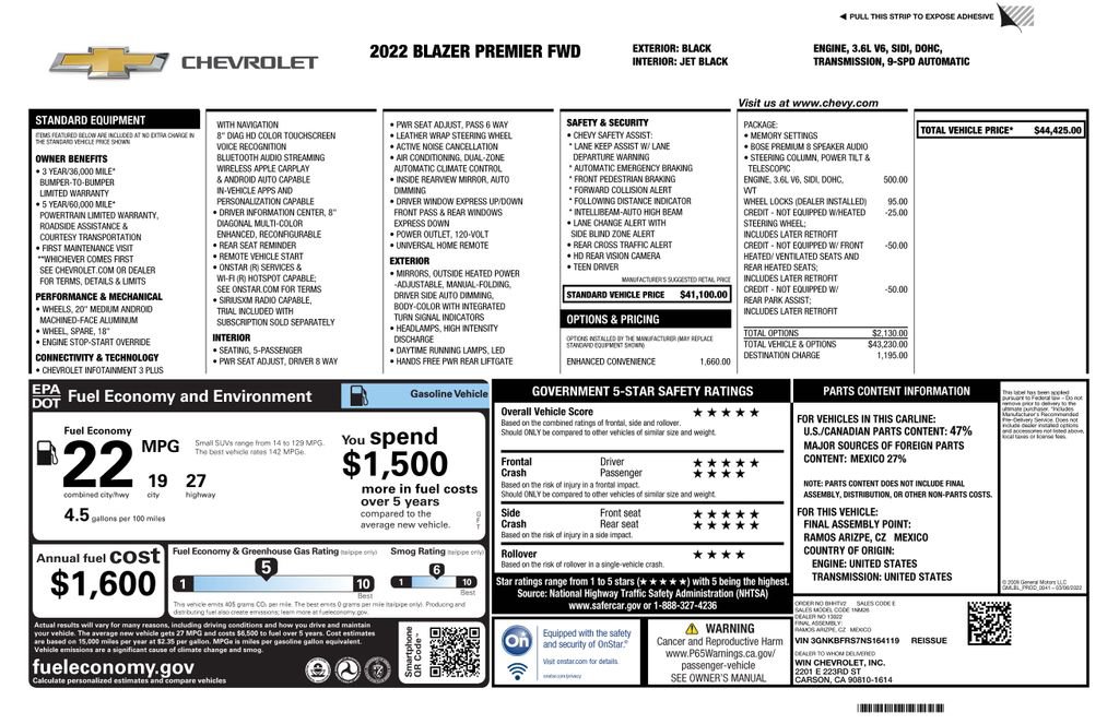 Used 2022 Chevrolet Blazer Premier w/ Enhanced Convenience Package image 2