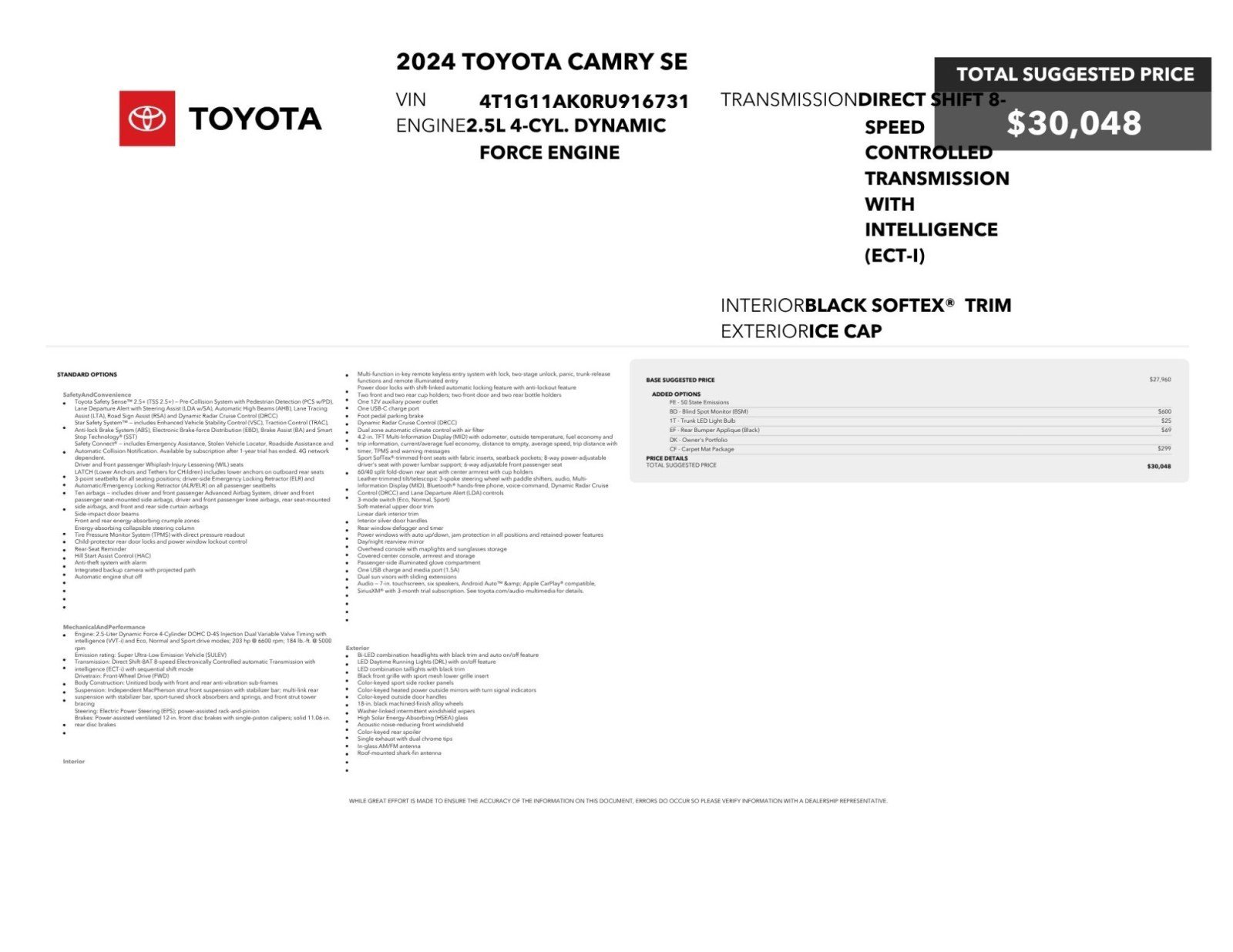 Used 2024 Toyota Camry SE FWD image 2