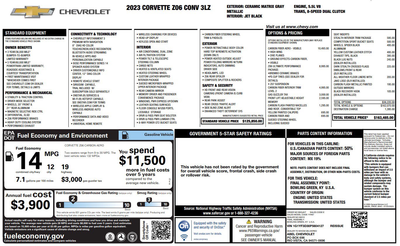 Used 2023 Chevrolet Corvette Z06 w/ Z07 Performance Package RWD image 33