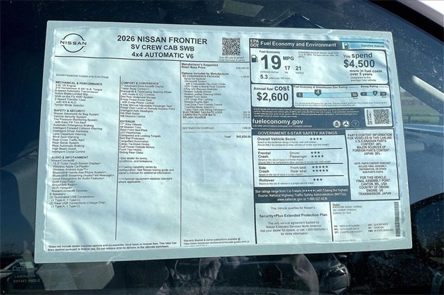 New 2026 Nissan Frontier SV w/ SV Convenience Package image 13