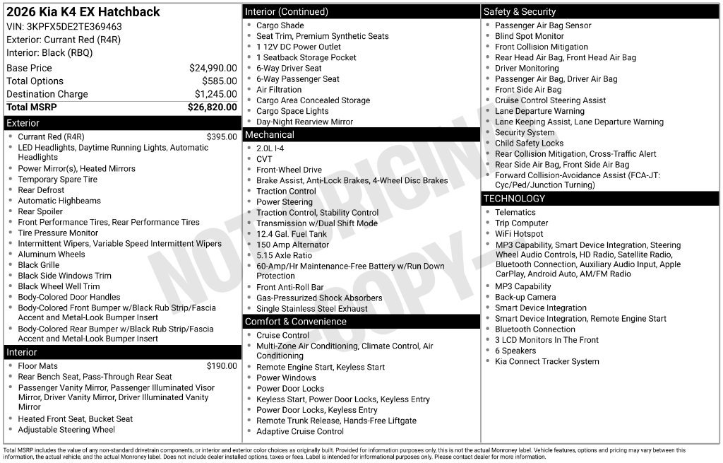 New 2026 Kia K4 EX FWD image 6