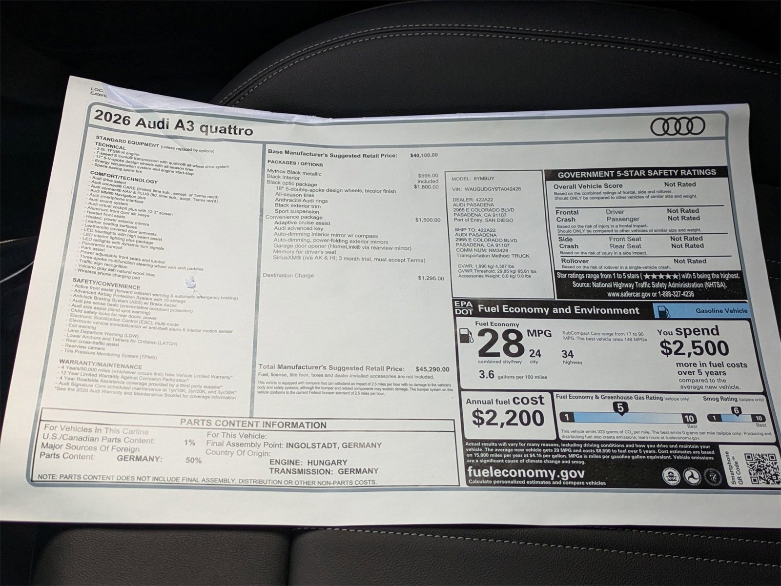 New 2026 Audi A3 2.0T Premium image 18