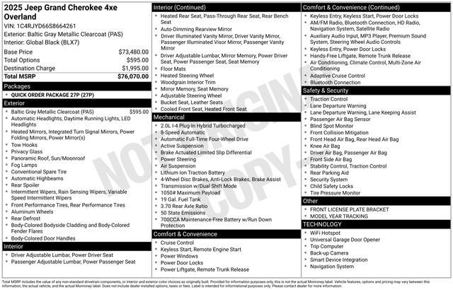 Certified 2025 Jeep Grand Cherokee Overland AWD/4WD image 38
