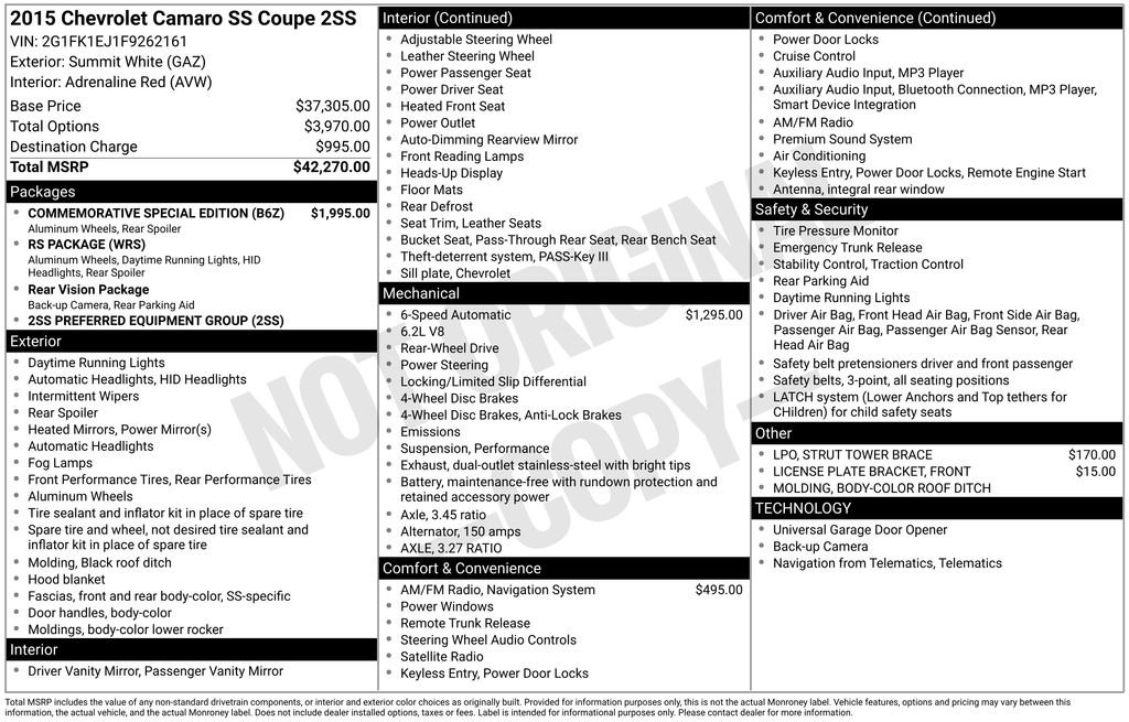 Used 2015 Chevrolet Camaro SS w/ Commemorative Special Edition image 34