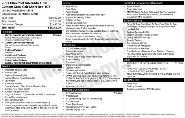 Used 2021 Chevrolet Silverado 1500 Custom w/ Safety Confidence Package image 7