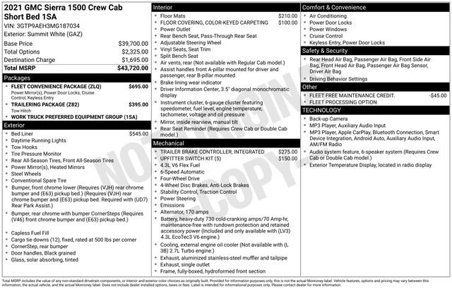 Used 2021 GMC Sierra 1500 4x4 Crew Cab w/ Fleet Convenience Package image 36
