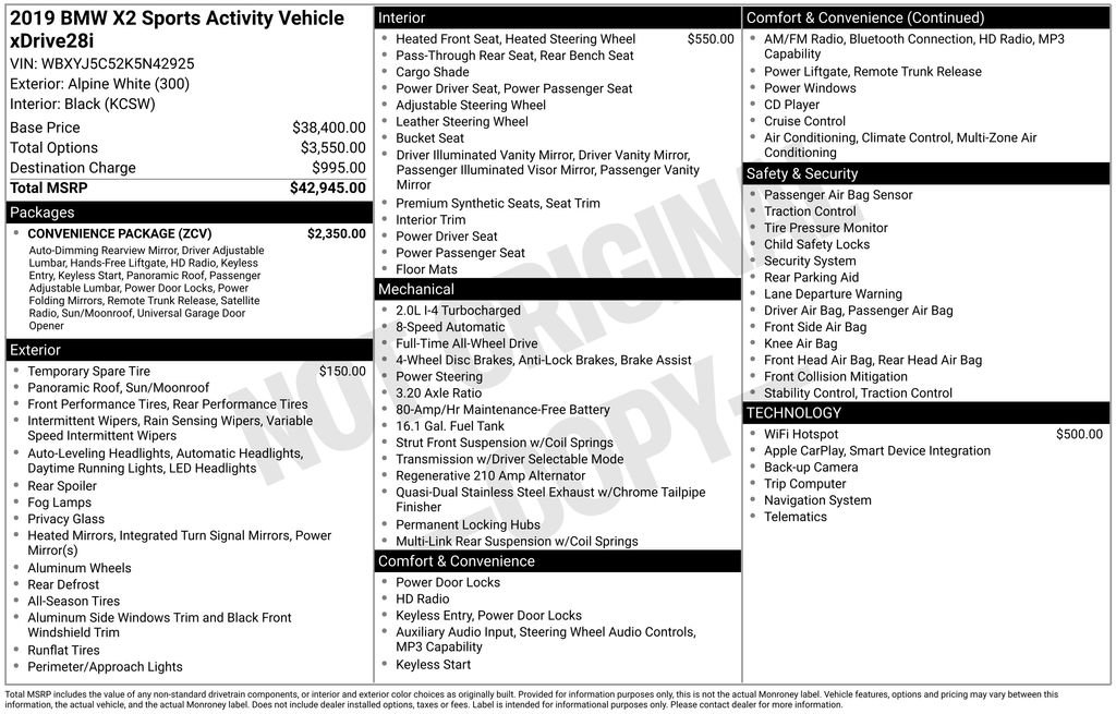 Used 2019 BMW X2 xDrive28i w/ Convenience Package image 35