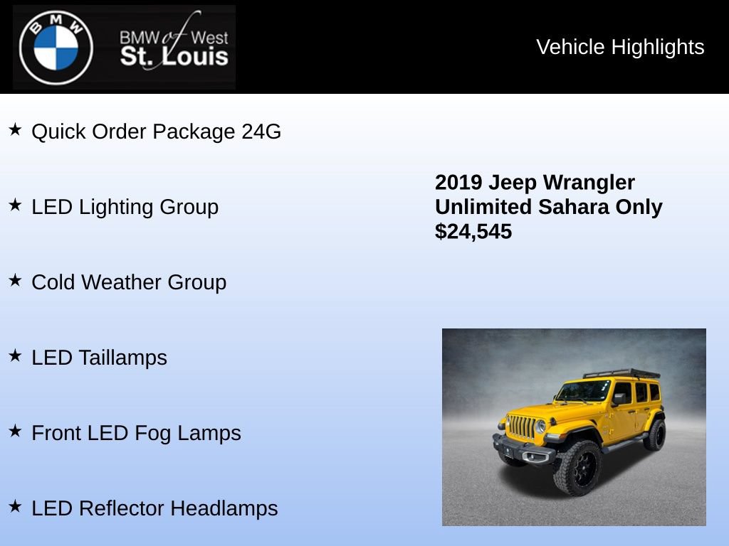 Used 2019 Jeep Wrangler Unlimited Sahara w/ Uconnect 4C Nav & Sound Group AWD/4WD image 8
