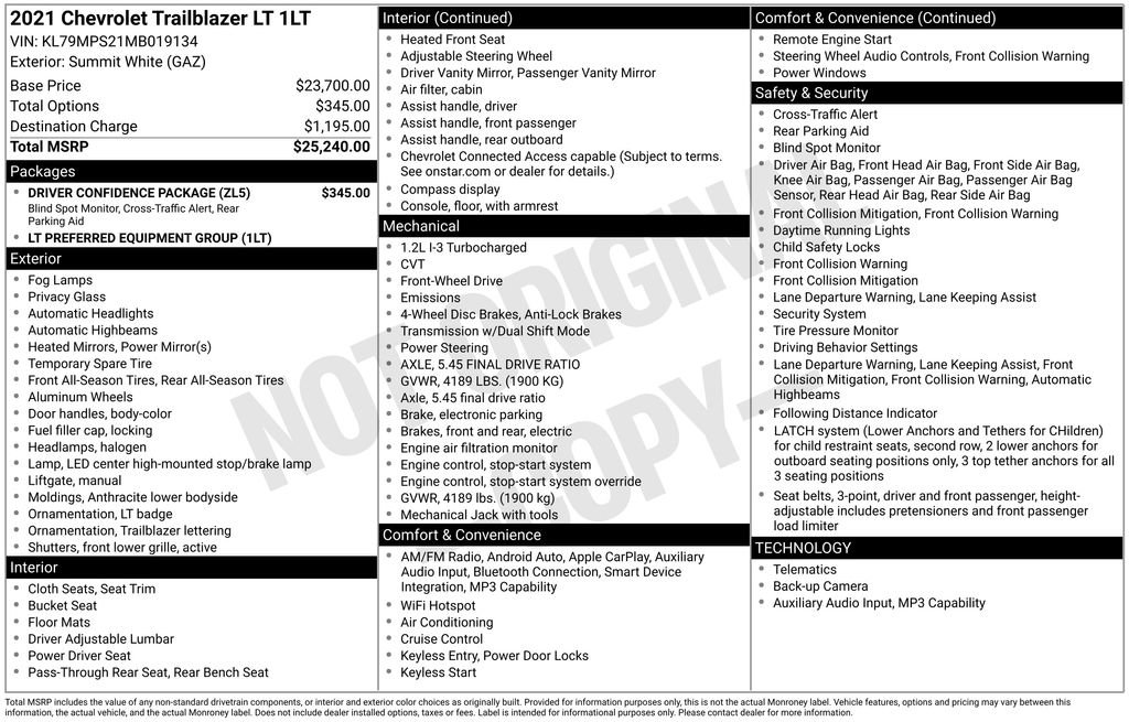Used 2021 Chevrolet TrailBlazer LT w/ Driver Confidence Package image 23