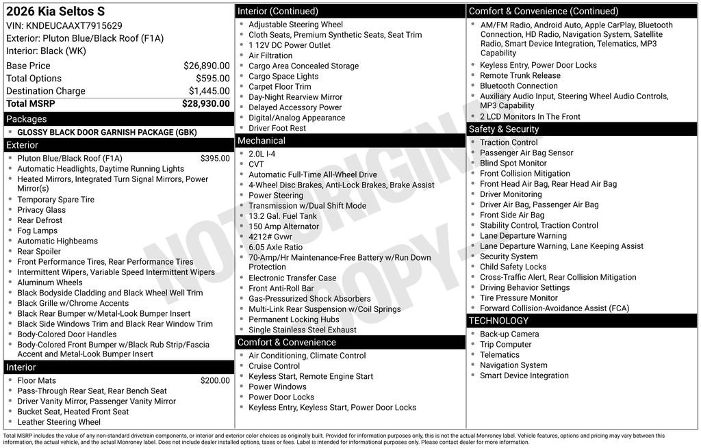 New 2026 Kia Seltos S image 6