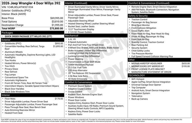 New 2026 Jeep Wrangler Unlimited Rubicon 392 AWD/4WD image 40