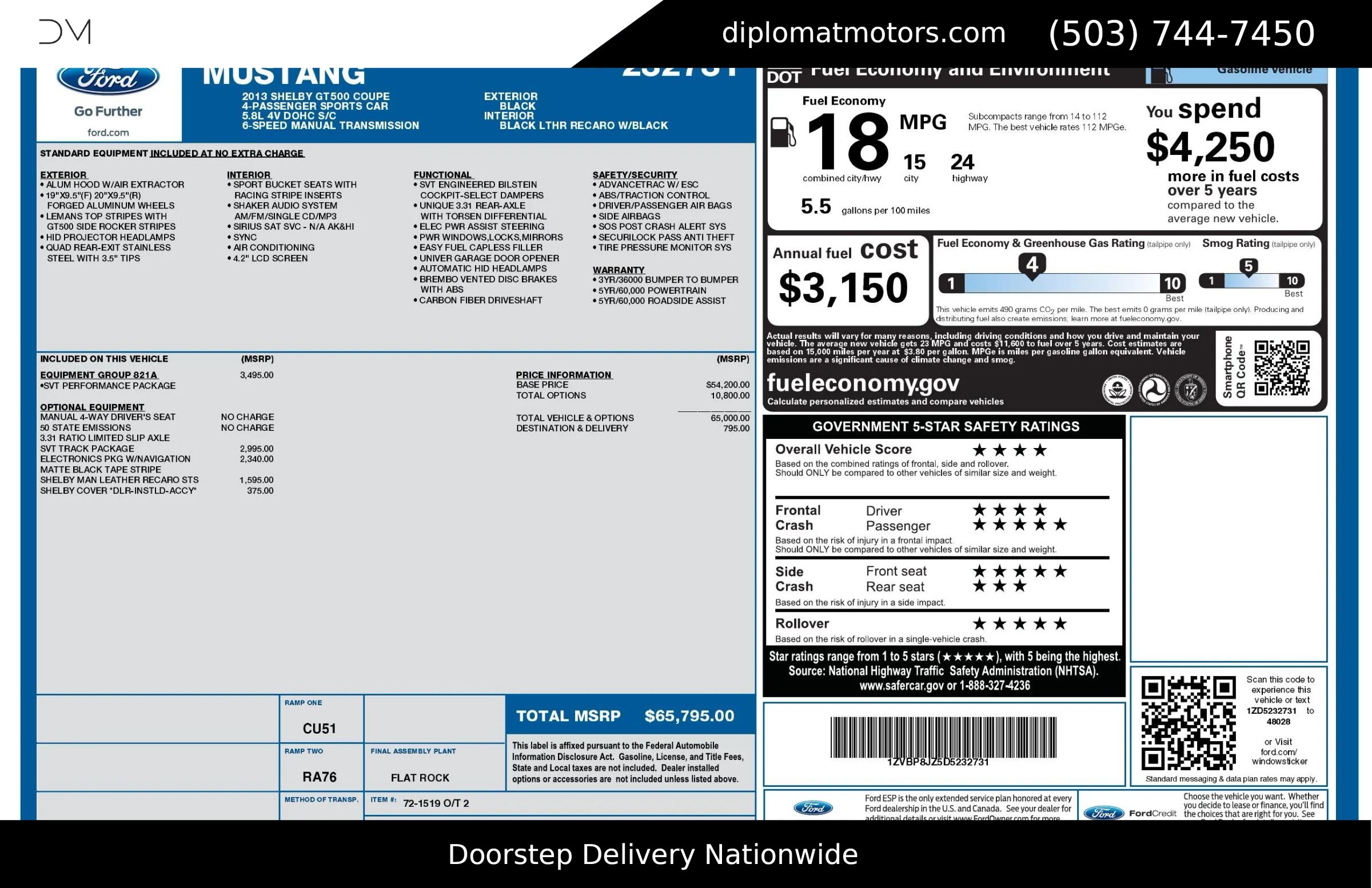 Used 2013 Ford Mustang Shelby GT500 image 2